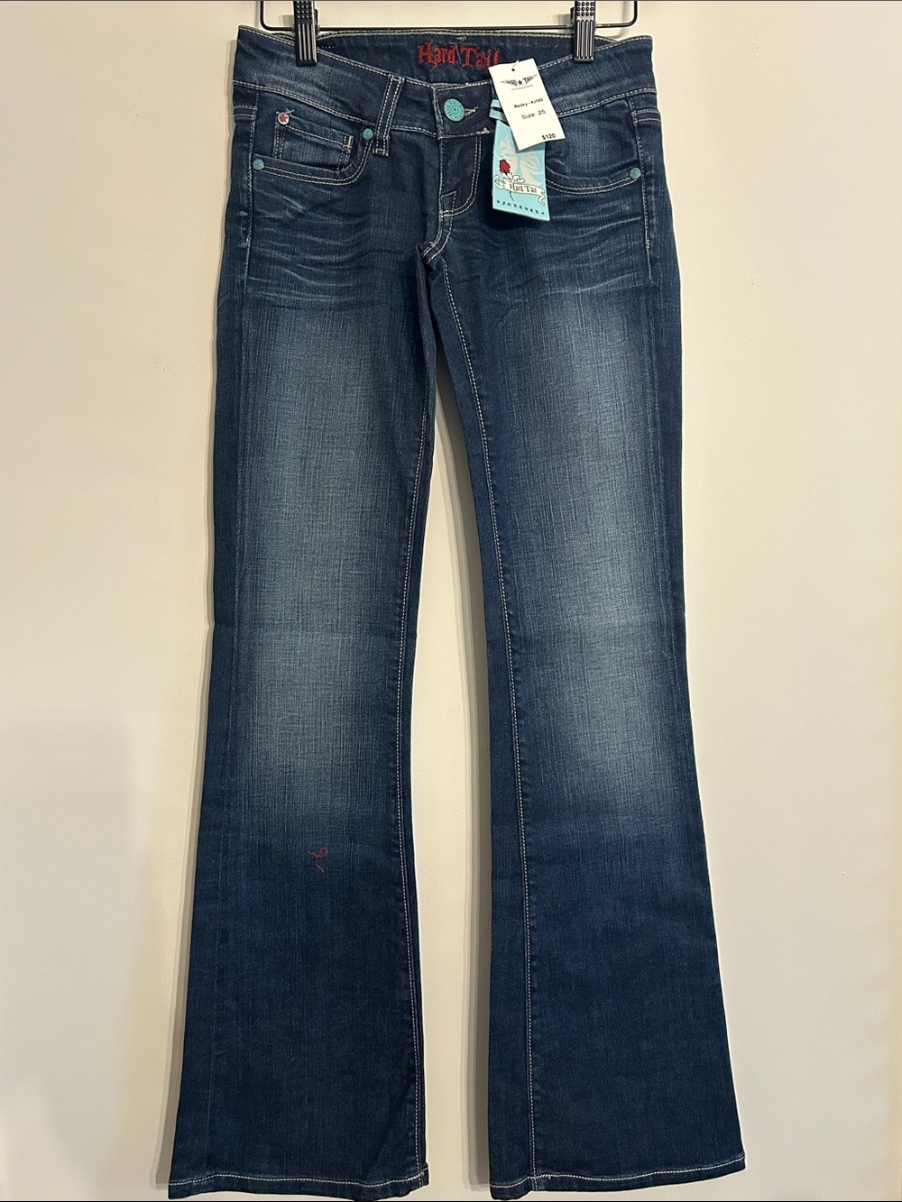 Hard Tail Indigo Flare Jeans with Subtle Whiskering